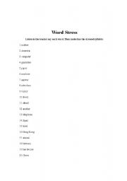 English Worksheet: Word Stress