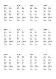 English Worksheet: Minimal Pairs for Group - l and r