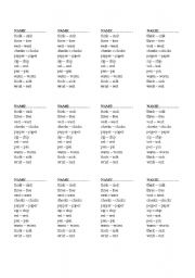 English Worksheet: Minimal Pairs for Group 