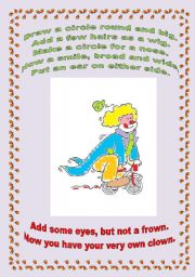 English Worksheet: clown poem