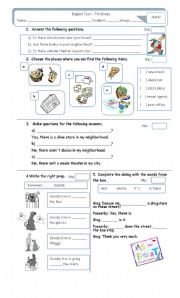 English Worksheet: Test 7th grade