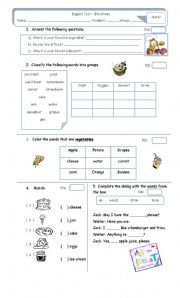 English Worksheet: Test 8th grade