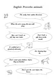 English worksheet: proverbs on animals