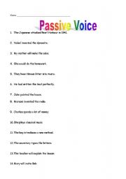 English worksheet: Passive Voice