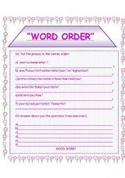 English Worksheet: Word Order