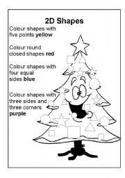 English Worksheet: Christmas 2D Shapes