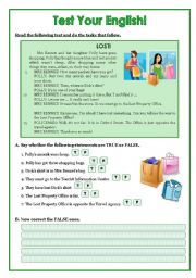English Worksheet: Test Your English! - Shopping and Present Perfect