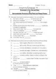 English Worksheet: Grammar Review-Pronoun