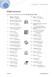 English Worksheet: Subject pronouns - HE, SHE, IT, WE, THEY