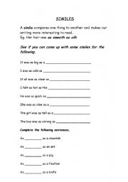 English Worksheet: Similes 1