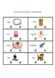 English Worksheet: Letter D and E review