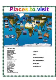 English Worksheet: PLACES TO VISIT