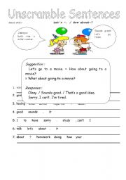 English Worksheet: Lets ~/ How about ~? 