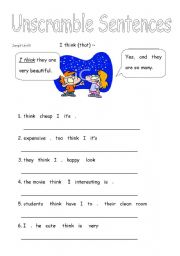 English worksheet: I think ~