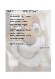 English worksheet: over the hedge 6th part and last