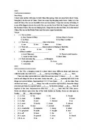 English Worksheet: reading and cloze test