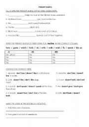 English Worksheet: PRESENT SIMPLE- positive and negative form