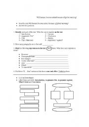 English Worksheet: Will humans become extinct because of global warming - discursive text worksheet