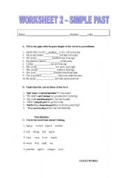 English worksheet: worksheet 2 simple past