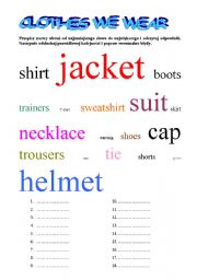 English worksheet: Clothes we wear