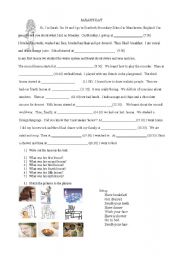 English Worksheet: Sarahs day