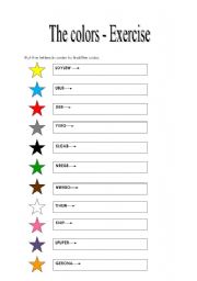 English worksheet: The colors - Exercise