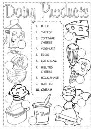 English Worksheet: Dairy Pictionary