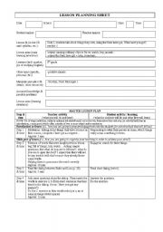 English worksheet: Lesson planning sheet-Have got