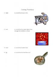 English worksheet: Cooking Vocabulary (Verbs)