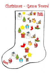 English Worksheet: Christmas- Game Board