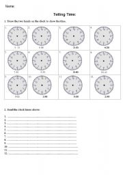 English worksheet: Clock times