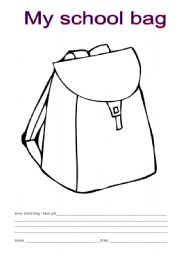 English worksheets: My school bag