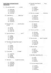 English Worksheet: indefinite and reflexive pronouns