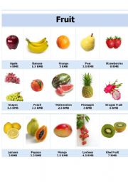 English Worksheet: Fruit