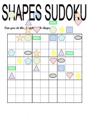 English Worksheet: SHAPES SUDOKU (3 PAGES)