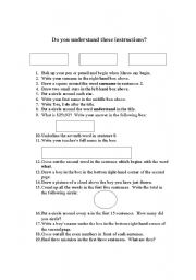 English worksheet: Do you understand these instructions?