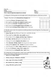 English Worksheet: Order of Adjectives in a Series