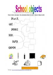 English worksheet: school objects