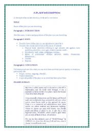 English worksheet: A PLACE DESCRIPTION   (OUTLINE)