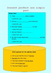 English worksheet: present perfect and simple past