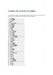 English Worksheet: List of verbs in English