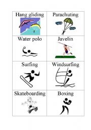 English Worksheet: Sports Flashcards