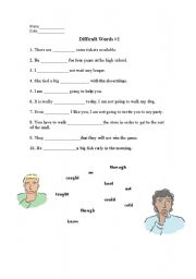 English Worksheet: Difficult Words All