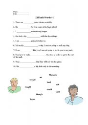 English worksheet: Difficult Words All