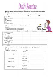 English Worksheet: daily routine