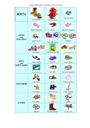 English Worksheet: DIFERENT TYPES OF SHOES