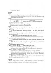 English Worksheet: conditional type 3