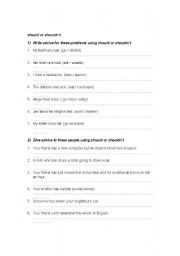 English Worksheet: should