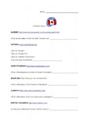 English Worksheet: Canada Rallye