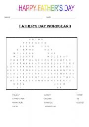 Fathers day wordsearch